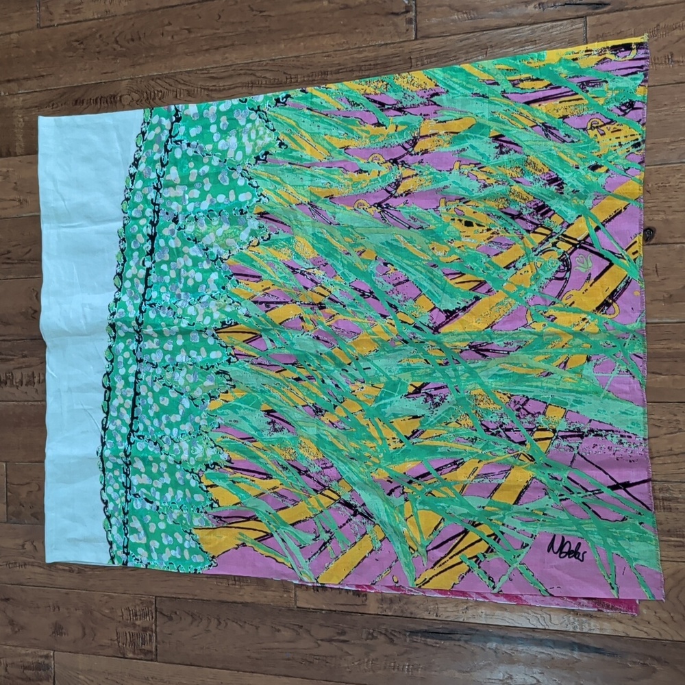 Petrusse Cotton Linen Floral Multicolor Stole Scarf - Picture 3 of 8